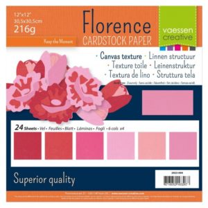 Lot de 24 Cardstock Unis – 6 Coloris – Nuance de Rose