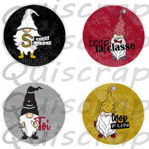 Lot de 4 Badges « Les 4 Lutins Fantastiques » By Quiscrap