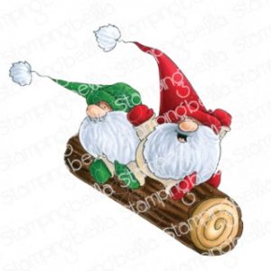 Tampon two gnomes on a log Stamping Bella