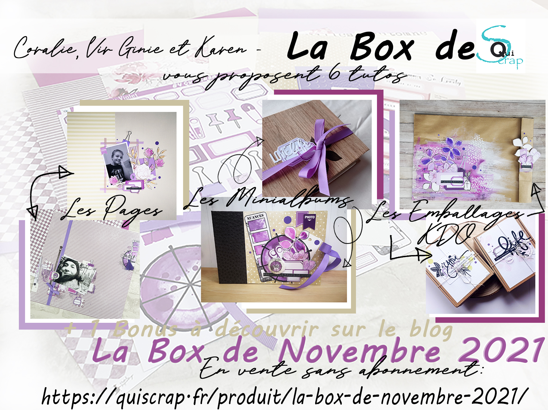 You are currently viewing ***Récapitulatif La Box de Novembre 2021 par Coralie CD Créations, Vir Ginie et Karen de Quiscrap***