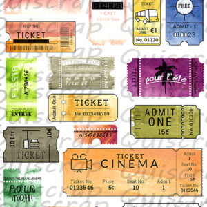 Planche Les Tickets en aquarelle By Quiscrap