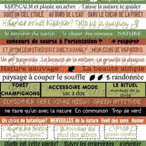Planche de dies-cut – Autour de la nature – Collection Les mots – Quiscrap