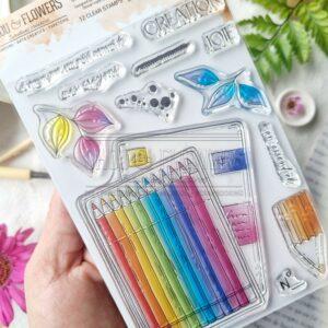 Tampons A6 Crayons de couleur – Collection VIBRATIONS – Chou & Flowers