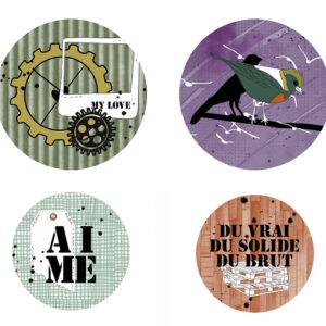 Lot de 4 Badges – Collection Sentimentalement vôtre