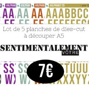Lot de 5 planches Alphabet à découper – Collection Sentimentalement vôtre