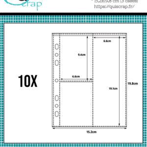 Lot de 10 pochettes A5 – 15,2×19,8 cm (3 cases) – Quiscrap