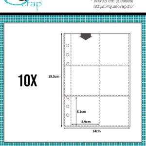 Lot de 10 pochettes A5 – 14x 19,5 cm (6 cases) – Quiscrap