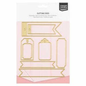 Vaessen Creative • Matrices de Découpe et de Gaufrage Bannières Billets et Étiquettes 8pcs