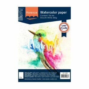 Florence • Papier Aquarelle 300g Lisse A4 Blanc 10x