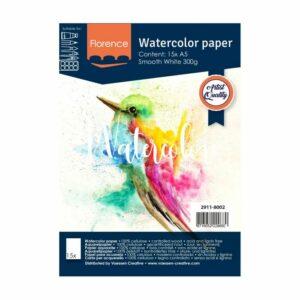Florence • Papier Aquarelle 300g Lisse A5 Blanc 15x